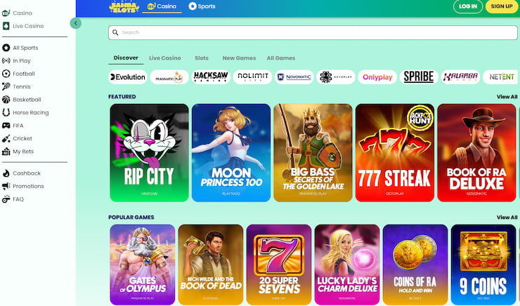 Ārzemju kazino - SambaSlots - milzīgs bonuss kriptovalūtas lietotājiem