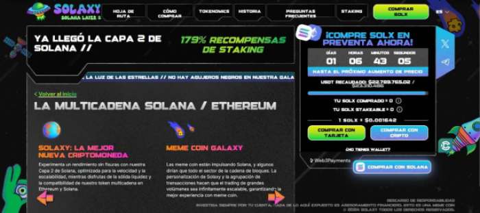 La preventa de Solaxy ha recaudado 22.7 millones hasta el momento.