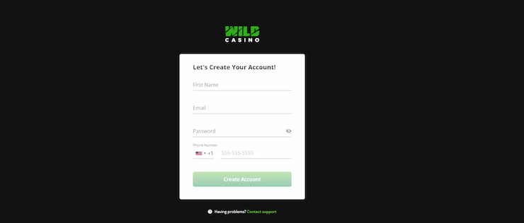 wild casino sign up - WA second step