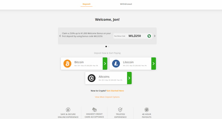 wild casino sign up - WA third step