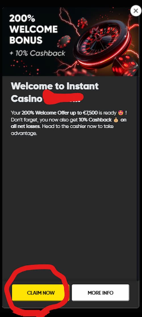 左下の「CLAIM NOW」