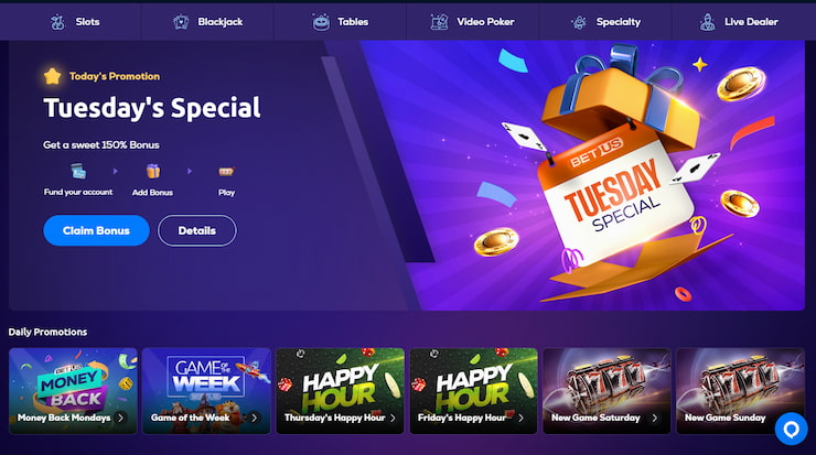 A snapshot of BETUS Mobile Casino