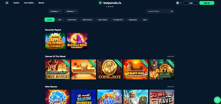 A snapshot of BetPanda Casino, a New Bitcoin Casino