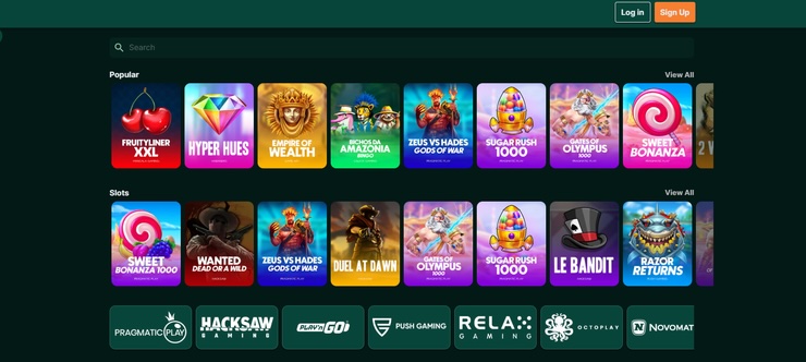 A snapshot of TG Casino, a New Bitcoin Casino