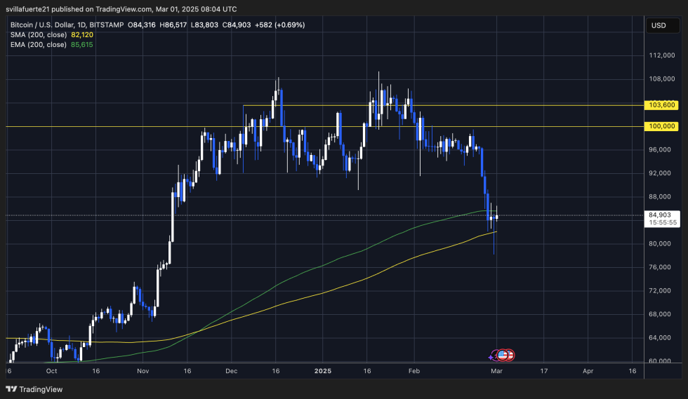 BTC price setting new lows | Source: BTCUSDT chart on TradingView