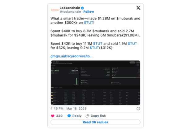 Bitcoinist lookonchain