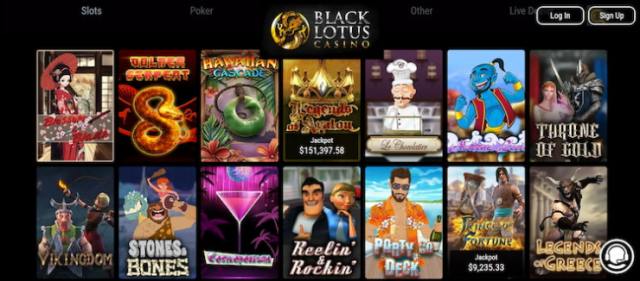 A preview of Black Lotus Casino's slots