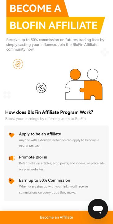 BloFin programy partnerskie kryptowalut