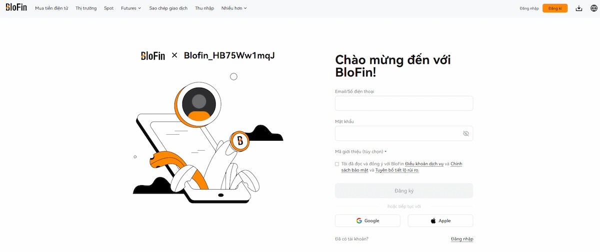 BloFin sàn giao dịch tiền điện tử không KYC