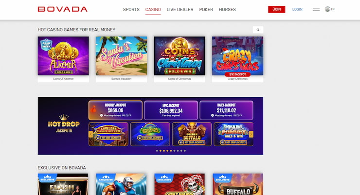 Bovada MO online casino slots selection