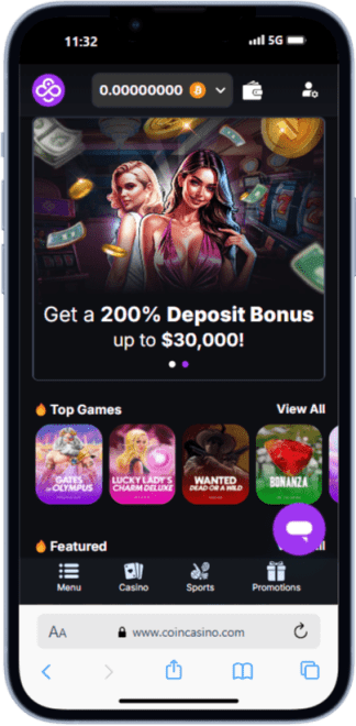 CoinCasino Homepage Mobile Screenshot