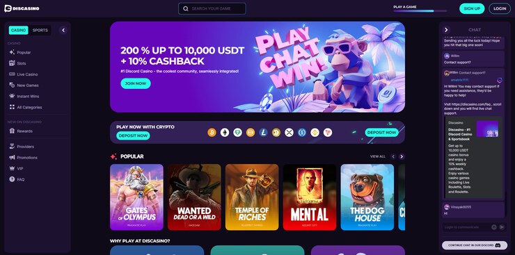 discasino games and welcome promo