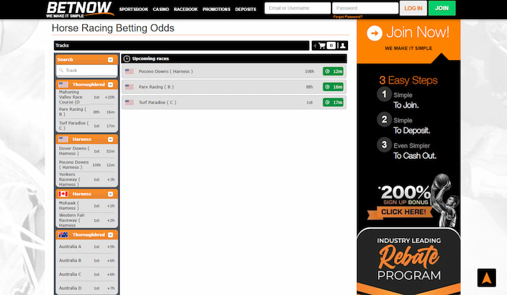 BetNow - the Finest Horse Racing Betting Sportsbook in LA