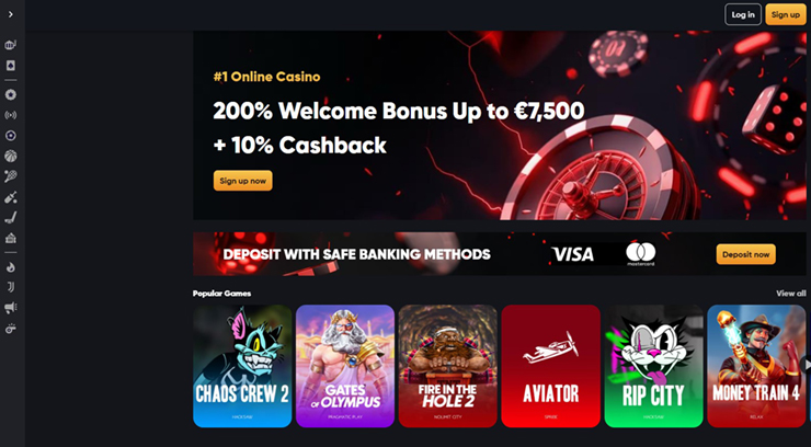instant casino welcome bonus and games homepage