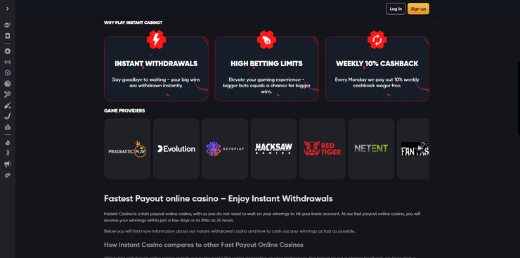 instant casino software providers 