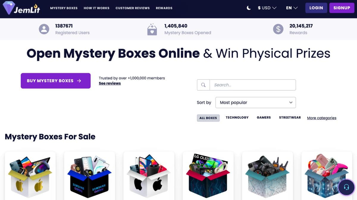 ミステリーボックスサイトJemLitのPC版公式サイト
