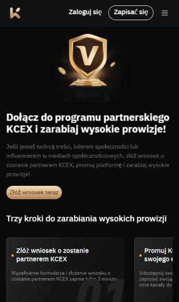 KCEX programy partnerskie w kryptowalutach