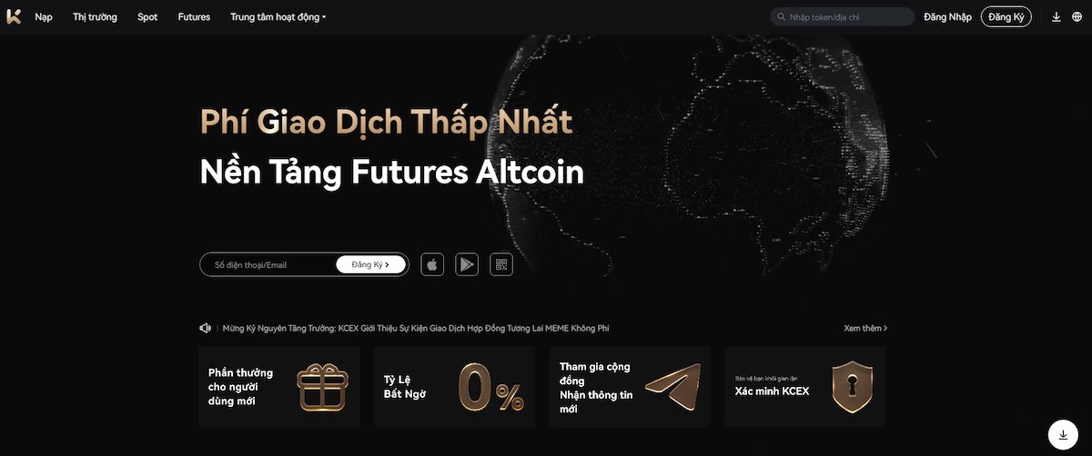 KCEX sàn giao dịch tiền điện tử không KYC
