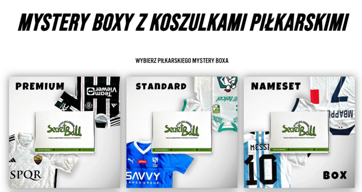 SecretBall mystery box koszulki piłkarskie. 