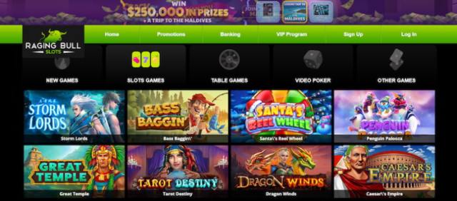 A snapshot of Raging Bull Slot's lobby