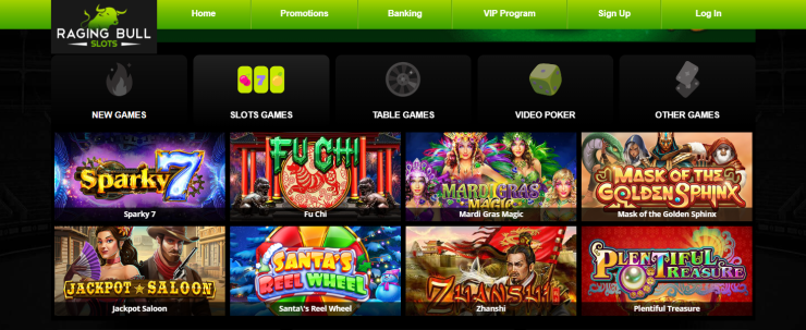 A preview of the slots at Raging Bull