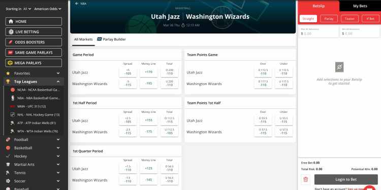 NBA betting odds at BetOnline