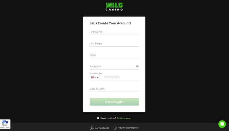 Wild Casino register