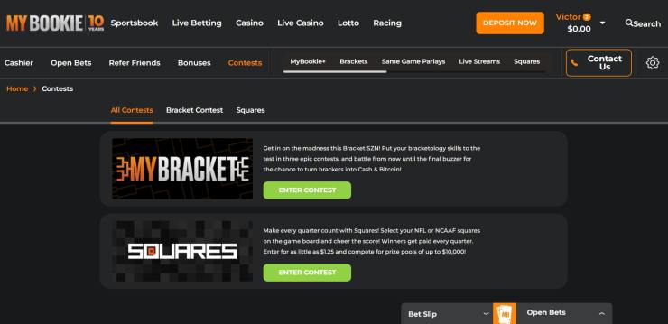 MyBookie Brackets & Squares contests