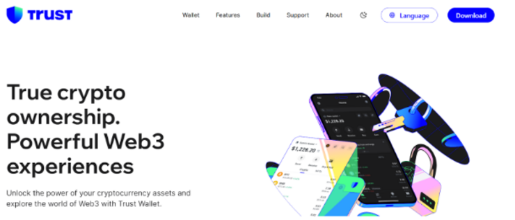 Trust Wallet landing page.