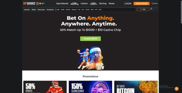 a look at the homepage of the MyBookie HI sportsbook