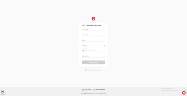 betonline sign up process - second step