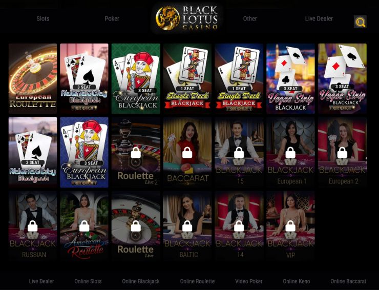 black lotus casino games