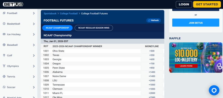 college football betting sites BetUS