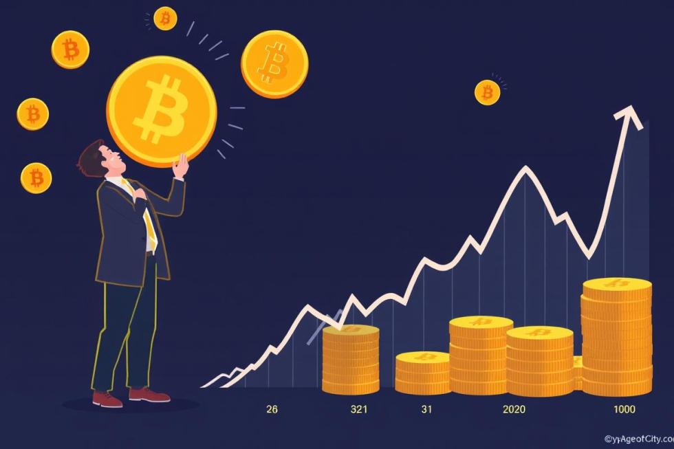 ภาพประกอบดิจิทัลของนักลงทุน Bitcoin ที่มีประสบการณ์กำลังสะสม BTC พร้อมกราฟแสดงแนวโน้มราคาที่อาจพุ่งสูงขึ้น