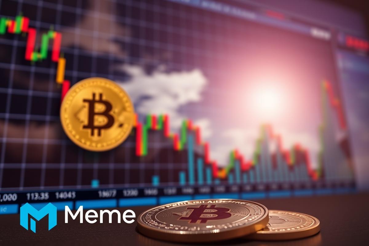 กราฟแสดงการฟื้นตัวของราคา Bitcoin พร้อมโลโก้ Meme Index และเหรียญบาทไทย