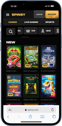 Spinsy pokies page mobile screenshot
