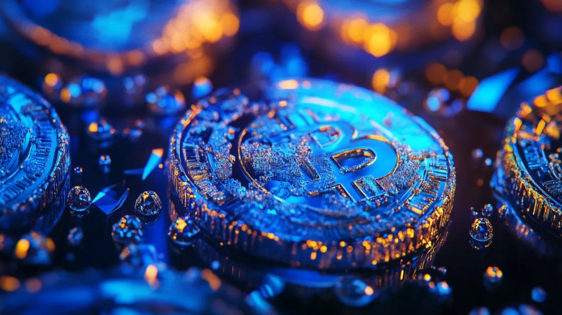 青い色のビットコイン