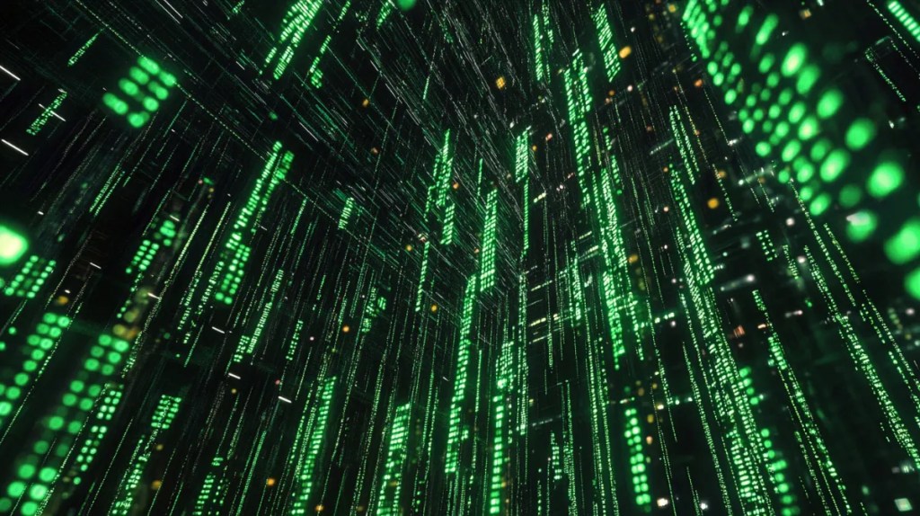 緑色の縦長データセンター