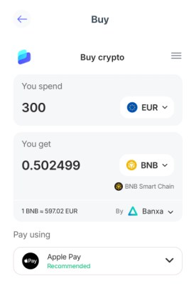 Buy BNB tokens in Best Wallet