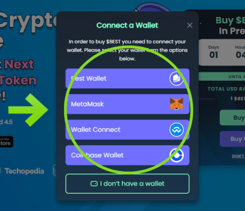 Connect crypto wallet to buy Best Wallet Token 