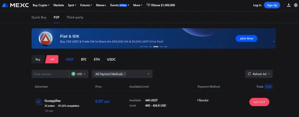 mexc exchange p2p crypto