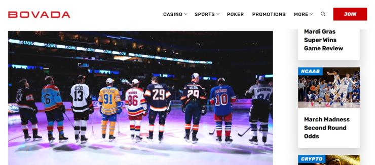 NHL betting site Bovada