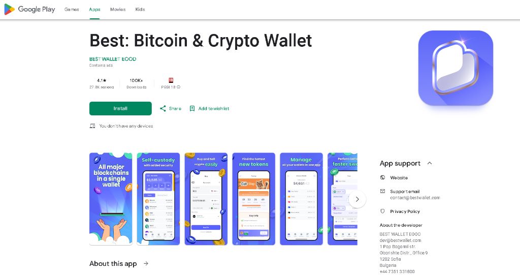 App letöltése és telepítése Best Wallet