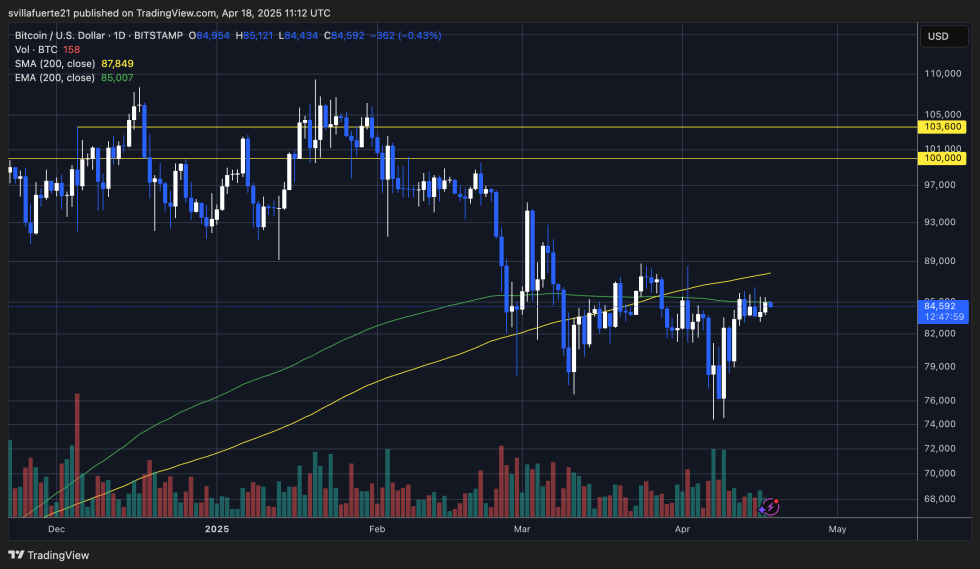 BTC trading below key averages | Source: BTCUSDT chart on TradingView