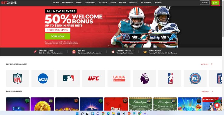 BetOnline Signup Step 1