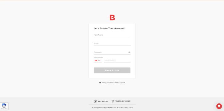 BetOnline Signup Step 2