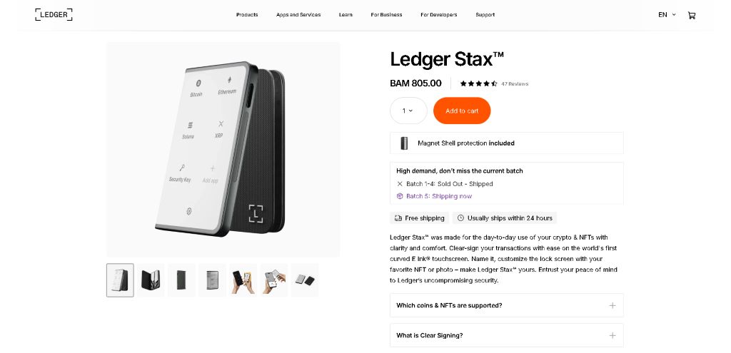 Ledger Stax – Web3 Wallet ar E-Ink ekrāna tehnoloģiju