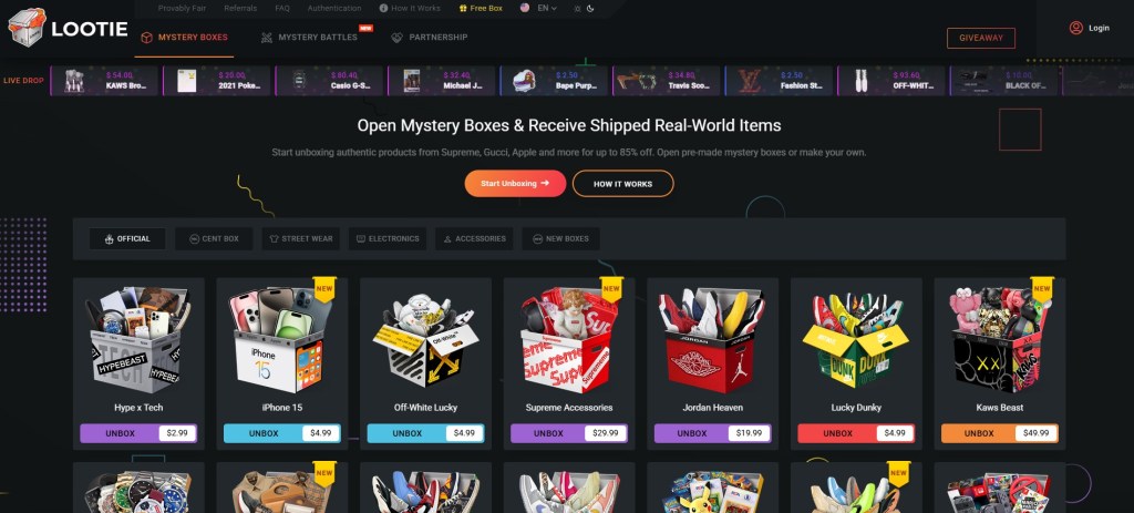 Lootie lego mystery box