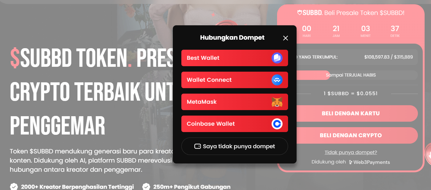 Hubungkan dompet - Prediksi Harga Token SUBBD