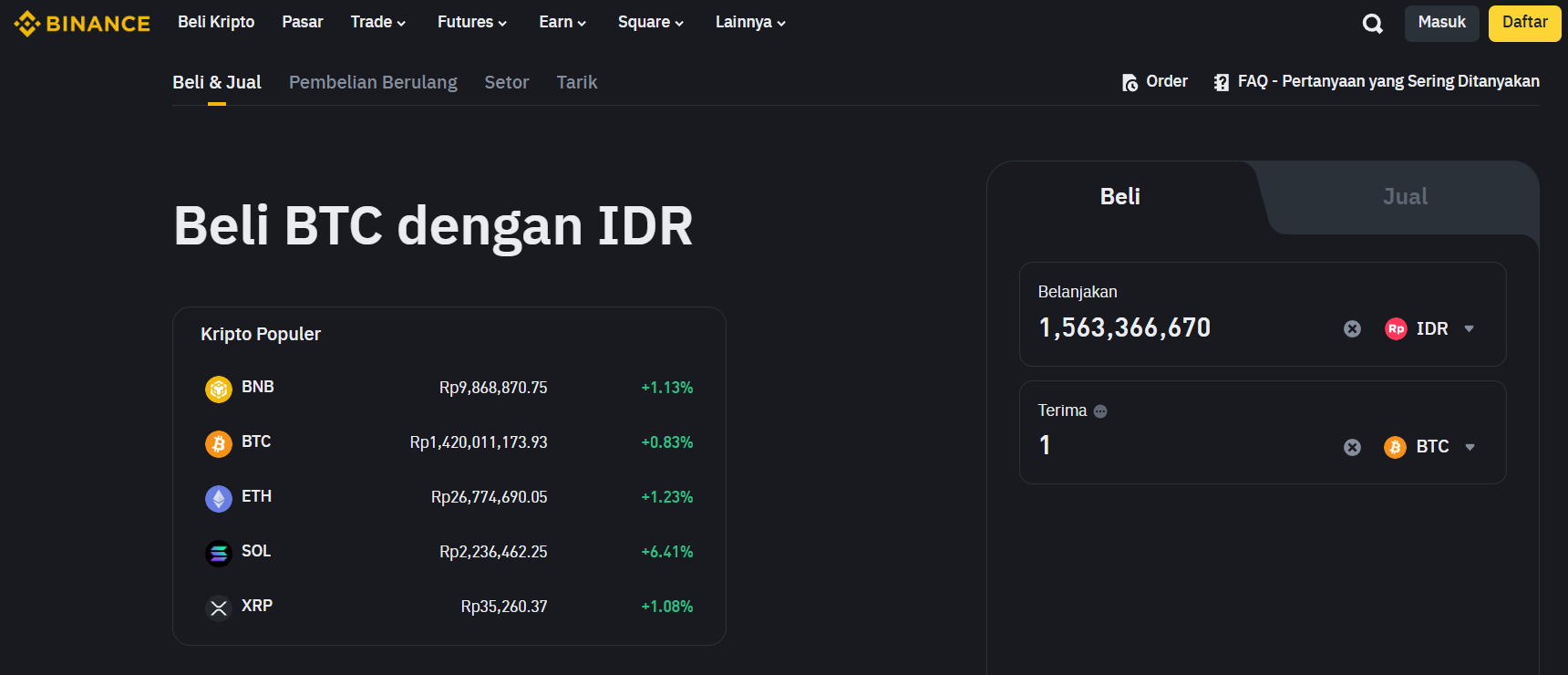 Binance - Cara Membeli Crypto